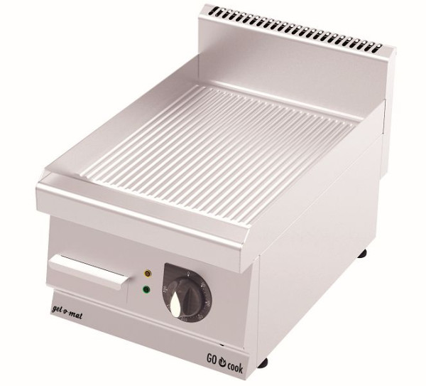 plaque de grill électrique gel-o-mat CO Cook 600, modèle GG4060E, plaque rainurée, avec bac récupérateur de graisse, 400 mm, GG4060E