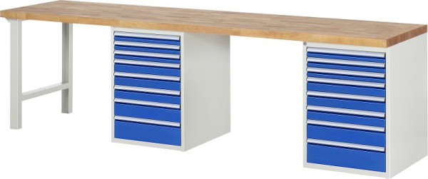 Etabli RAU série 7000 - modèle 7519-8, L3000 x P700 x H840 mm, base système L3000 x P650 x H800 mm, 03-7519A8-307B4S.11