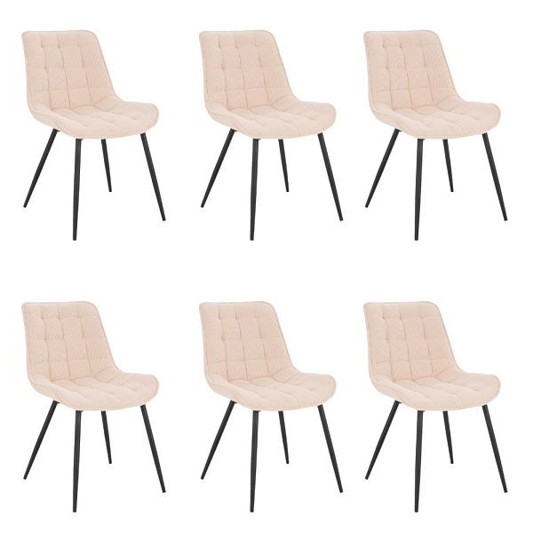 HOME DELUXE chaises de salle à manger rembourrées lot de 6 IKALO – velours côtelé crème, 50863
