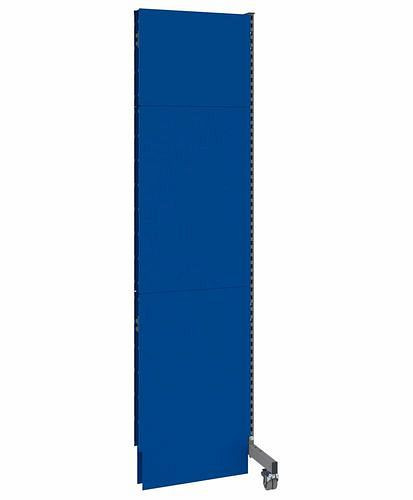 Cloison acoustique mobile DENIOS, panneau rapporté, L 625, H 2500 mm, tôle perforée acoustique sur deux faces, gris/bleu, 293120