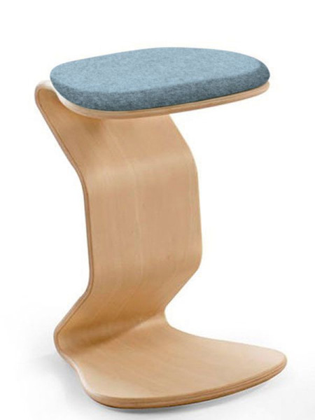 Tabouret NEST NATURE moyen avec coussin d'assise plat en noix de coco, bleu clair, 1116_96_32042