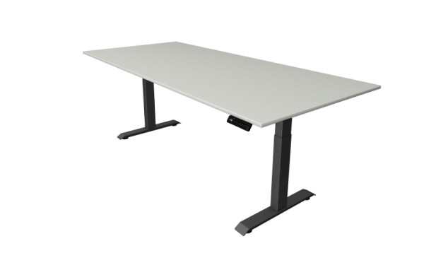 Table assis/debout Kerkmann Move 4, L 2250 x P 1000 mm, réglable en hauteur électriquement de 640 à 1290 mm, gris clair, 10081111