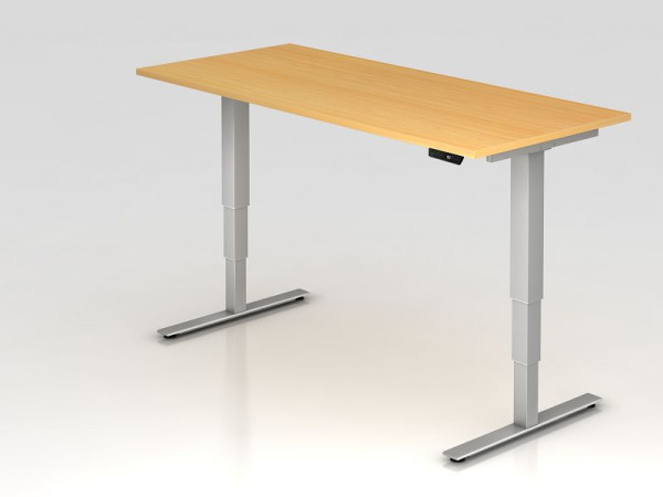 Bureau assis-debout électrique Hammerbacher 180x80cm hêtre, hauteur de travail 63,5 -128,5 cm, VXDSM19/6/S