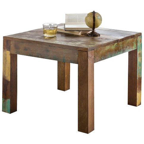 Table basse Wohnling KALKUTTA 60 x 47 x 60 cm, bois massif, shabby chic, carrée, WL5.068