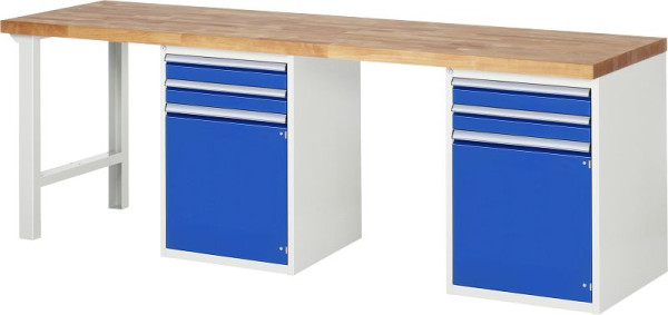 Etabli RAU série 7000 - conception modulaire, 2 conteneurs de sous-structure (2x tiroir, 1x porte battante), 2500x840x700 mm, 03-7503A8-257B4S.11
