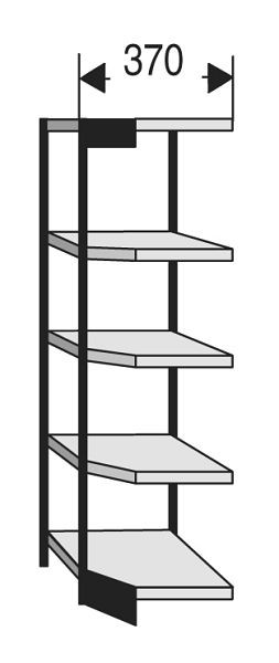 Kerkmann étagère de bureau Progress 2000, P 300 x H 1900 mm, noir/gris clair, 50218115