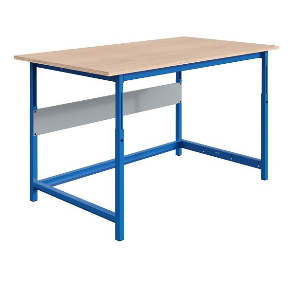 Table d'emballage SOFAME PACKLOG, réglable en hauteur mécaniquement, L 1200 x P 750 x H 780 à 1060 mm, plan de travail multiplex 40 mm, bleu ciel RAL 5015, W010020510BI