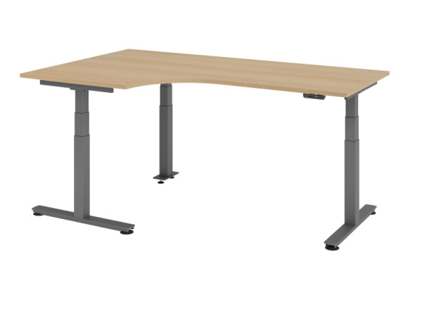 Hammerbacher table d'angle assis-debout électrique 200x120cm 90° chêne, VXDSM82/E/G