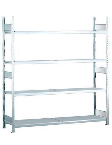 Rayonnage grande portée Schulte avec tablettes en acier, champ de base, 4 niveaux de rangement, largeur des compartiments 1500 mm, 1560 x 436 x 2500 mm, 278864