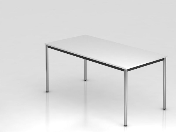 Table de réunion Hammerbacher base ronde 160x80 blanc/chrome, forme rectangulaire, VDR16/W/C
