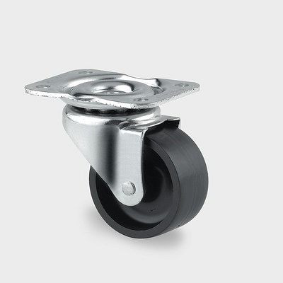 Roulette pivotante TENTE-ROLLEN, roue Ø 58 mm, capacité de charge 100 kg, hauteur de construction 76 mm, D 65 Shore, 3430POI058P60-80x60