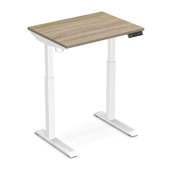 Bureau assis-debout Worktrainer StudyDesk (blanc / chêne moyen clair 80 x 60 cm), StD-xs-white-mo