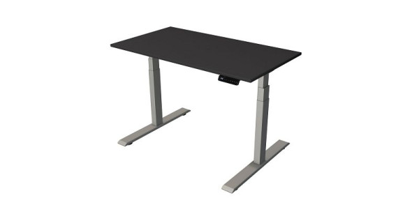 Kerkmann table assis/debout Bureau à domicile L 1200 x P 650 mm, réglable en hauteur électriquement de 630 à 1270 mm, anthracite/argent (montage), 10189013