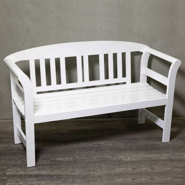 Banc de jardin Metra, banc en bois, blanc, banc frison, banc, 10173