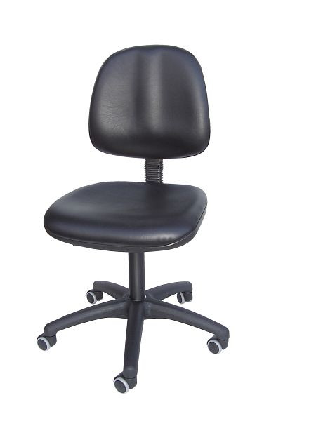 Chaise de travail Lotz, assise/dossier similicuir noir (rembourrage large du dossier), piètement en plastique, roulettes doubles, hauteur d'assise 440-640 mm, 6162.17