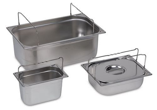 Plateau petit récipient DENIOS GN-B 1/2-200, acier inoxydable, avec poignée, volume 11,7 litres, 180-970