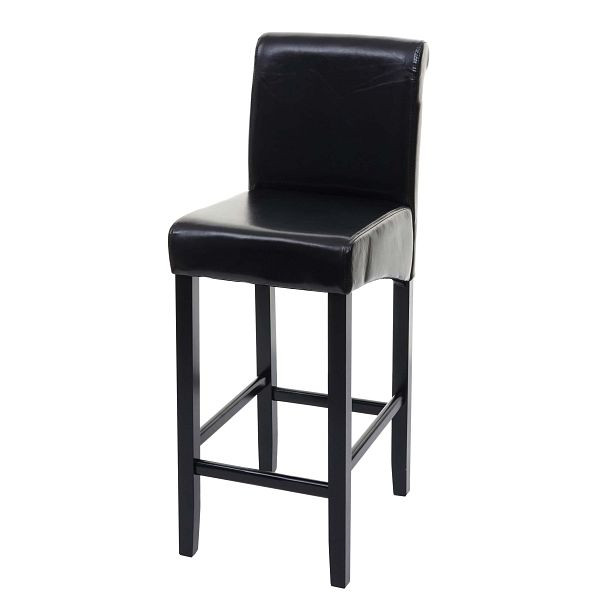 Tabouret de bar Mendler HWC-C33, tabouret de comptoir de tabouret de bar, bois, noir, pieds foncés, cuir, 74529