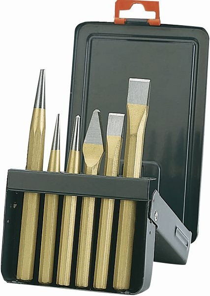 Jeu de burins Bahco, 6 pièces, boîte en métal, 3736S/6