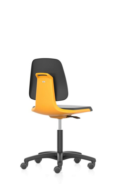 siège de travail bimos Labsit avec roulettes, assise H.450-650 mm, similicuir, coque orange, 9123-MG01-3279