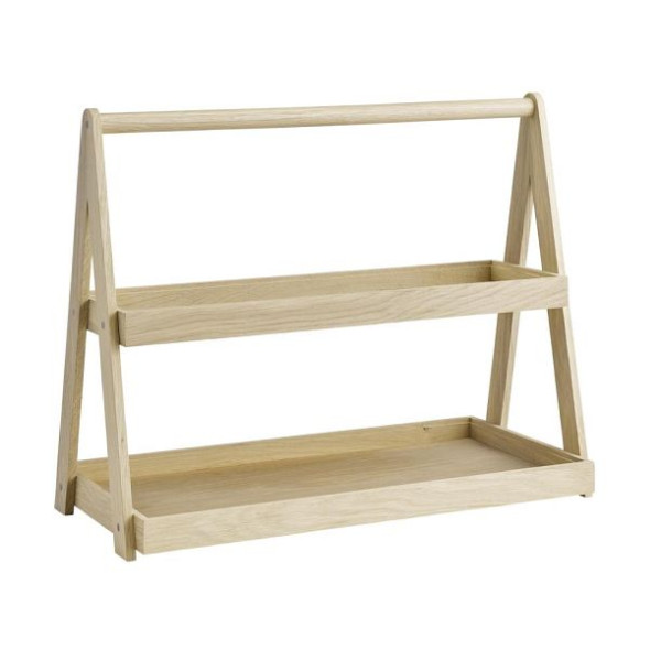 APS Etagère, 2 niveaux -VALO-55,5 x 26,5 cm, hauteur : 44,5 cm, bois de chêne (huilé), 14011