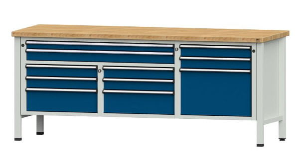 Établis ANKE Établi en caisson, modèle 283 V, 2000 x 700 x 840 mm, RAL 7035/5010, BMP 40 mm, 304.548