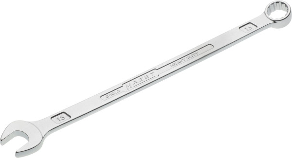Clé mixte Hazet, extra longue, design fin, profil de traction à double hexagone externe, 15 mm, 600LG-15