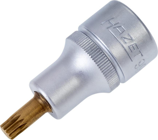 Douille tournevis Hazet, carré creux 12,5 mm, profil multident interne XZN, M6, version courte avec moletage, 990-6