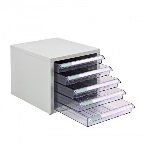 Boîte à tiroirs ADB SC5, dimensions extérieures du corps en métal (L x P x H) : 28 x 35 x 26 cm, couleur : gris clair, revêtement par poudre (RAL 7035), 40607