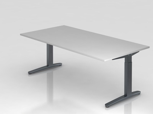 Bureau Hammerbacher pied C 200x100cm gris/graphite, forme rectangulaire, VXB2E/5/GG