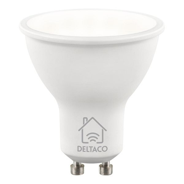 DELTACO SMART HOME Lampe LED spot Smarter GU10 (TUYA, commande vocale, pour prise GU10, température de couleur 2700 K-6500 K, puissance 5 watts), SH-LGU10W