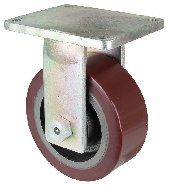Roues BS Roulette robuste, roulette fixe, largeur de roue 100 mm, Ø roue 250 mm, capacité de charge 2200 kg, polyuréthane coulé 95 Shore A, fonte, roulement à billes, RR110.C10.253
