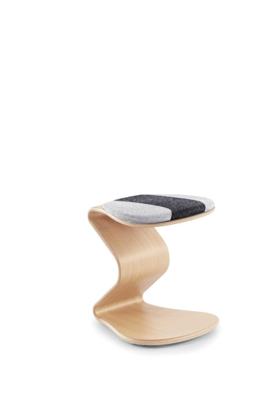 Petit tabouret NEST NATURE avec coussin d'assise plat en noix de coco, gris/anthracite, 1115_96_244