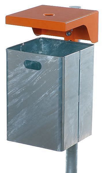 Poubelle rectangulaire Renner avec couvercle d'environ 50 L avec cendrier, galvanisé à chaud, support et capot revêtus par poudre, gris anthracite, 7049-50PB 7016