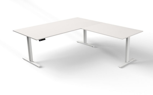 Table assis/debout Kerkmann L 2000 x P 1000 mm avec élément rapporté, réglable en hauteur électriquement de 720 à 1200 mm, Move 3, couleur : blanc, 10382510