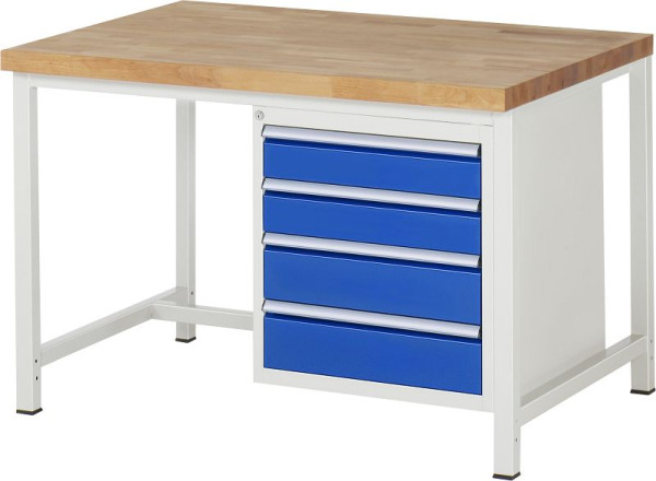 Etabli RAU série 8000 - modèle 8162, L1250 x P900 x H840-1040 mm, base système L1245 x P850 x H800-1000 mm, 03-8162A1-129B4H.11