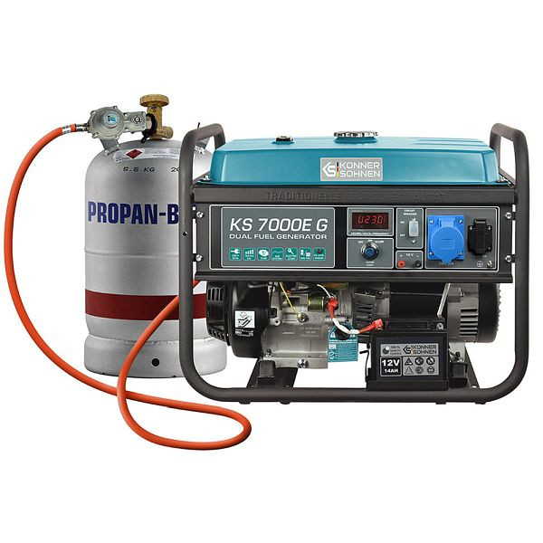 Könner & Söhnen 5500W, BICARBURANT essence/GPL, démarrage électrique, générateur HYBRIDE, 1x16A(230V)/1x32A(230V), KS 7000E G