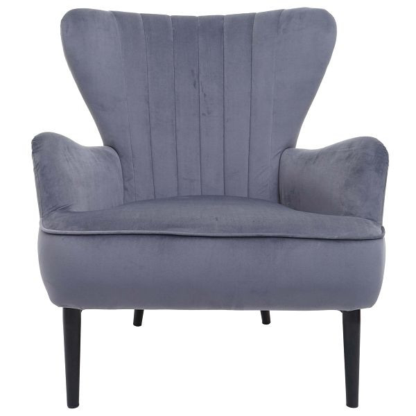 Chaise longue Mendler HWC-K37, chaise cocktail, fauteuil rembourré, velours, gris, 89737