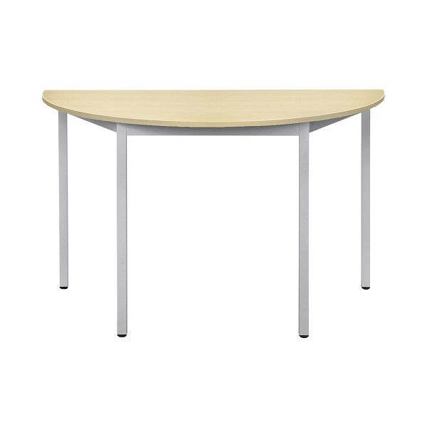 Table polyvalente Bisley MULTI Desking, demi-ronde 19 mm, décor érable MP, structure aluminium, H 740 x L 1200 x P 600 mm, MTH1206MP300