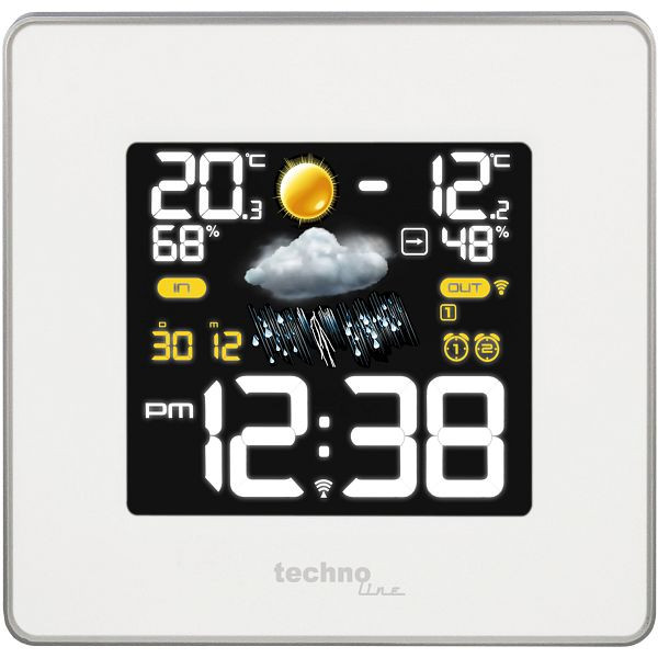 Station météo Technoline, radio-réveil DCF-77 avec fonction de réglage manuel, dimensions : 148 x 137 x 54 mm, WS 6440