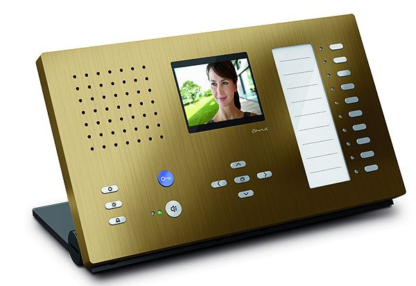 Poste intérieur vidéo TCS pour mains libres série Carus ADAPTO + appareil de table 10 boutons, bronze, CAI2210-0151