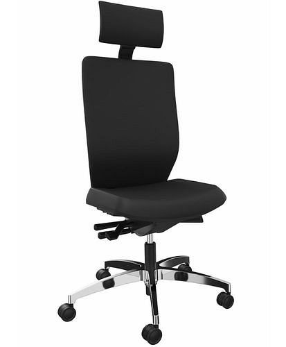 DENIOS Stilo ES chaise de bureau opérateur, technologie Syncro 3D ballance, base en aluminium, support de nuque, noir, 292424