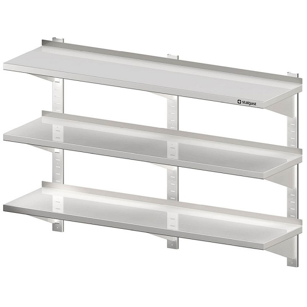 Étagère murale triple Stalgast avec supports et rails muraux 1800x300x400 mm réglable en hauteur, soudée, VWB18303