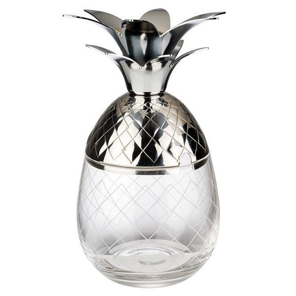 Tasse APS -ANANAS-, Ø 8,5 cm, hauteur : 17,5 cm, verre, inox 18/8, dimensions du socle : Ø 8,5 cm, hauteur : 8,5 cm, 93375