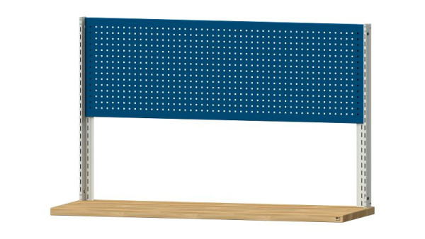 Structure de base des établis ANKE structure du système, 1980 x 107 x 1200 mm, RAL 7035/5010, 1 x hauteur de paroi perforée 650 mm, 340.345