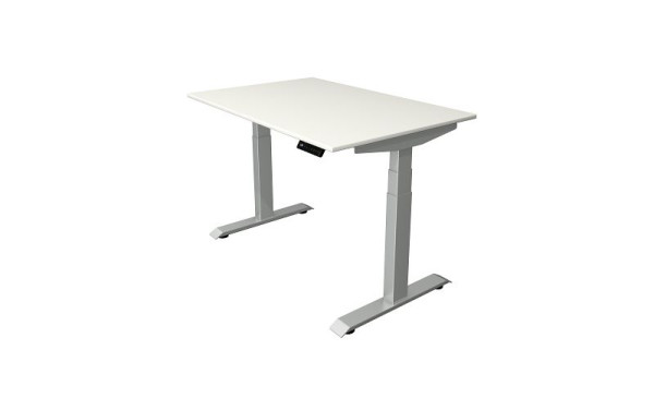 Table assis-debout Kerkmann L 1200 x P 800 mm, réglable en hauteur électriquement de 640 à 1290 mm, blanc, 10040410