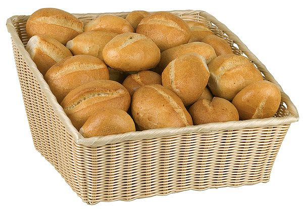 Panier buffet APS -Grand-, 45 x 42 cm, hauteur : 17 / 24 cm, polypropylène, beige clair, avec cadre en fil de fer dans le bord, 40153