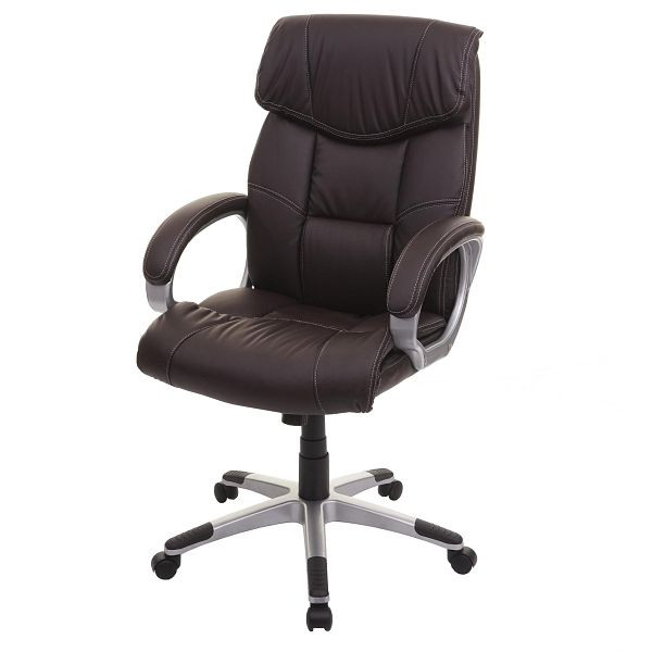 Chaise de bureau Mendler HWC-A71, chaise de direction, chaise pivotante, similicuir, brun café, 74185