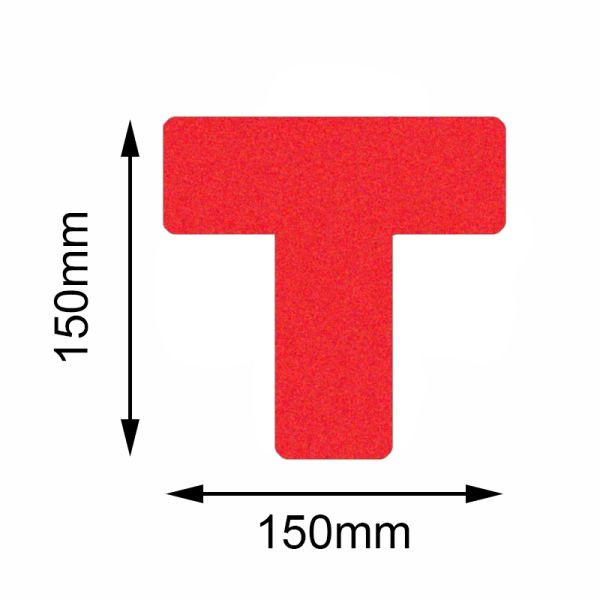 Marqueur de sol Mehlhose Pièce en T rouge de sécurité 150x150mm, UE: 10 pièces, KSRT1V10