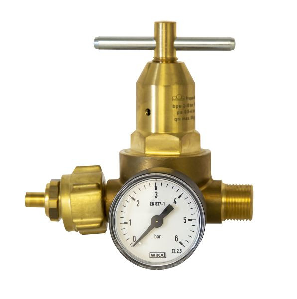 ELMAG petit régulateur de pression 'PROPANE' avec manomètre 0-6 bar, débit 18 kg/h, raccord de tuyau G 3/8' LH, 56120