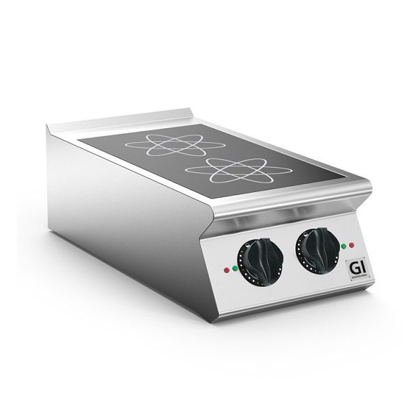 Table de cuisson induction Gastro-Inox 700 &quot;Haute Performance&quot; avec 2 zones de cuisson, 40cm, modèle de table, 170.052